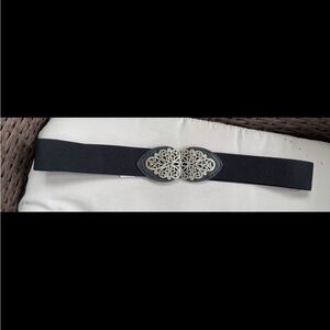 Elegant Black Belt with Silver Buckle